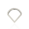 G23 Titanium CZ Jewelled V Shape Hinged Segment Clicker Ring