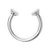 316L Surgical Steel Circular Barbell with Double Prong-Set CZ Gems
