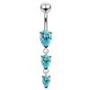 925 Sterling Silver Navel Jewelled Tear drop Belly Ring