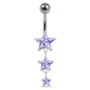 925 Sterling Silver Moving Jewelled Star in a Belly Ring
