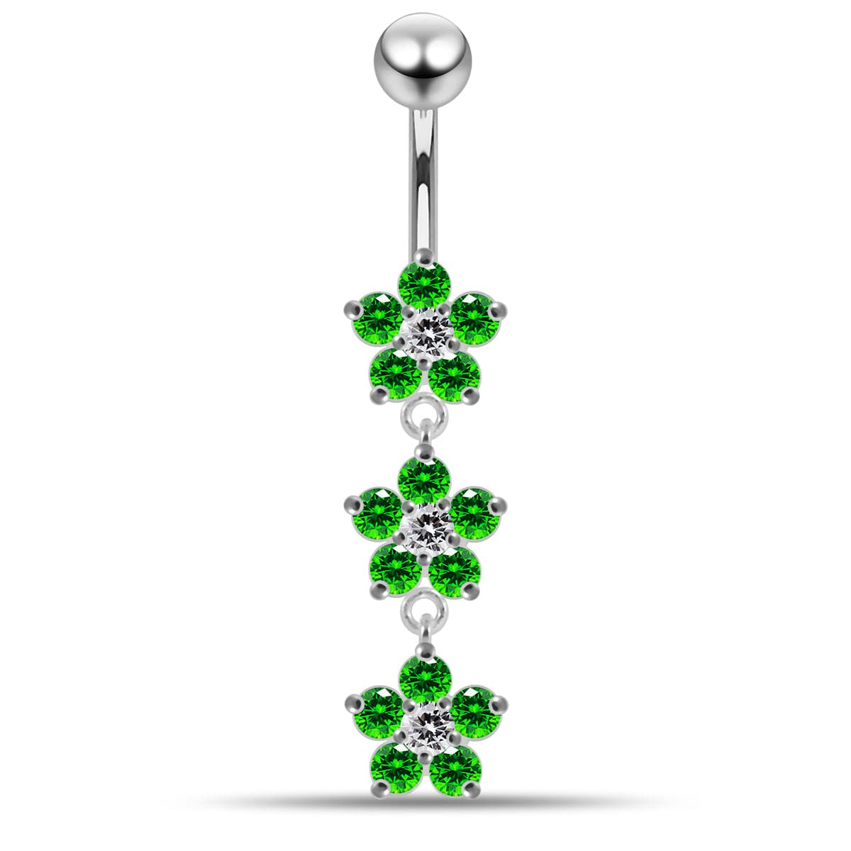 Moving Jeweled Flower Navel Belly Button Ring - Monster Piercing