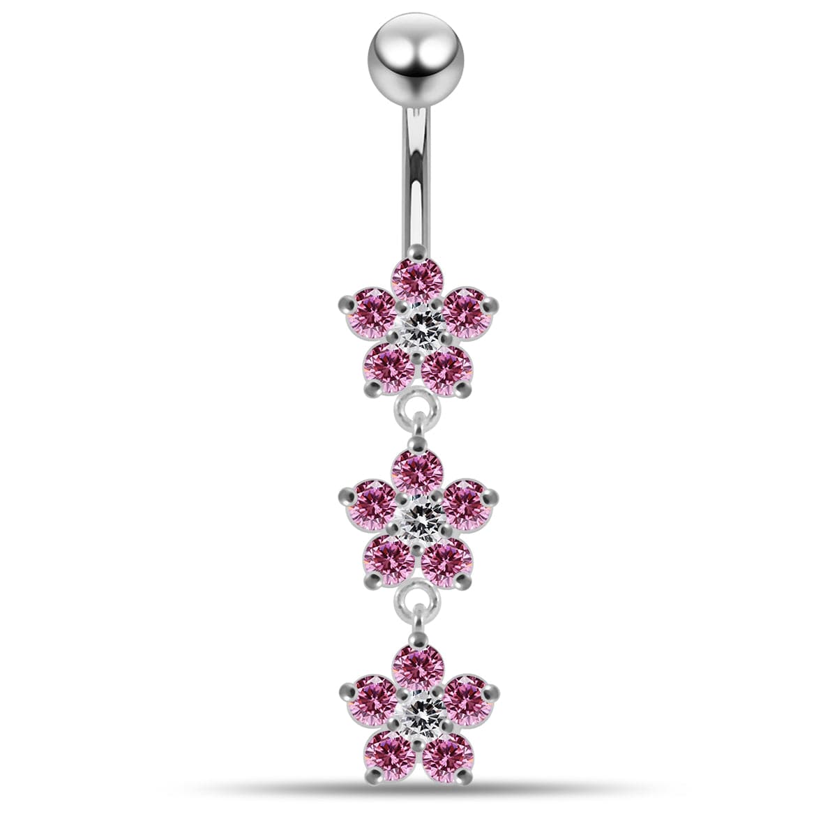 Moving Jeweled Flower Navel Belly Button Ring - Monster Piercing
