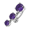 925 Sterling Silver Moving Jewelled Charms Navel Belly Button Ring