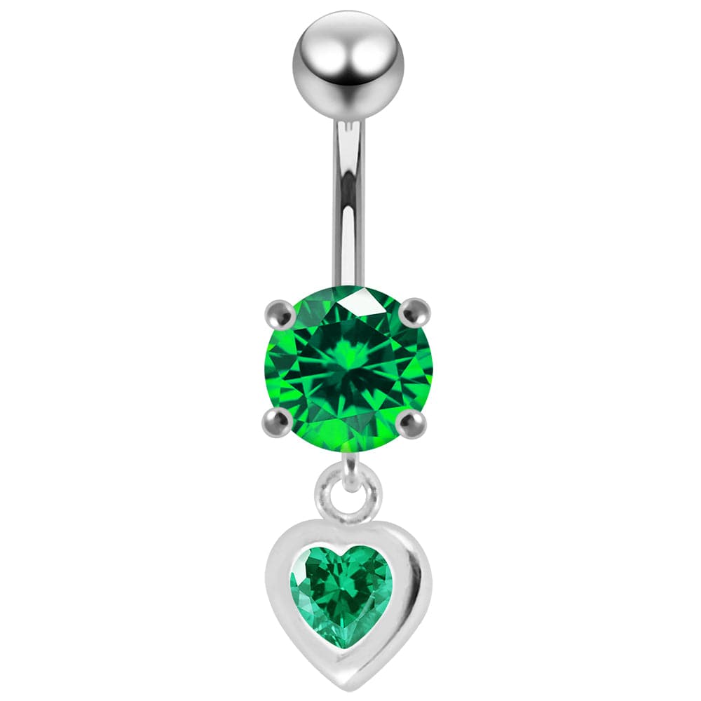 925 Sterling Silver Moving Jewelled Belly Ring - Monster Piercing