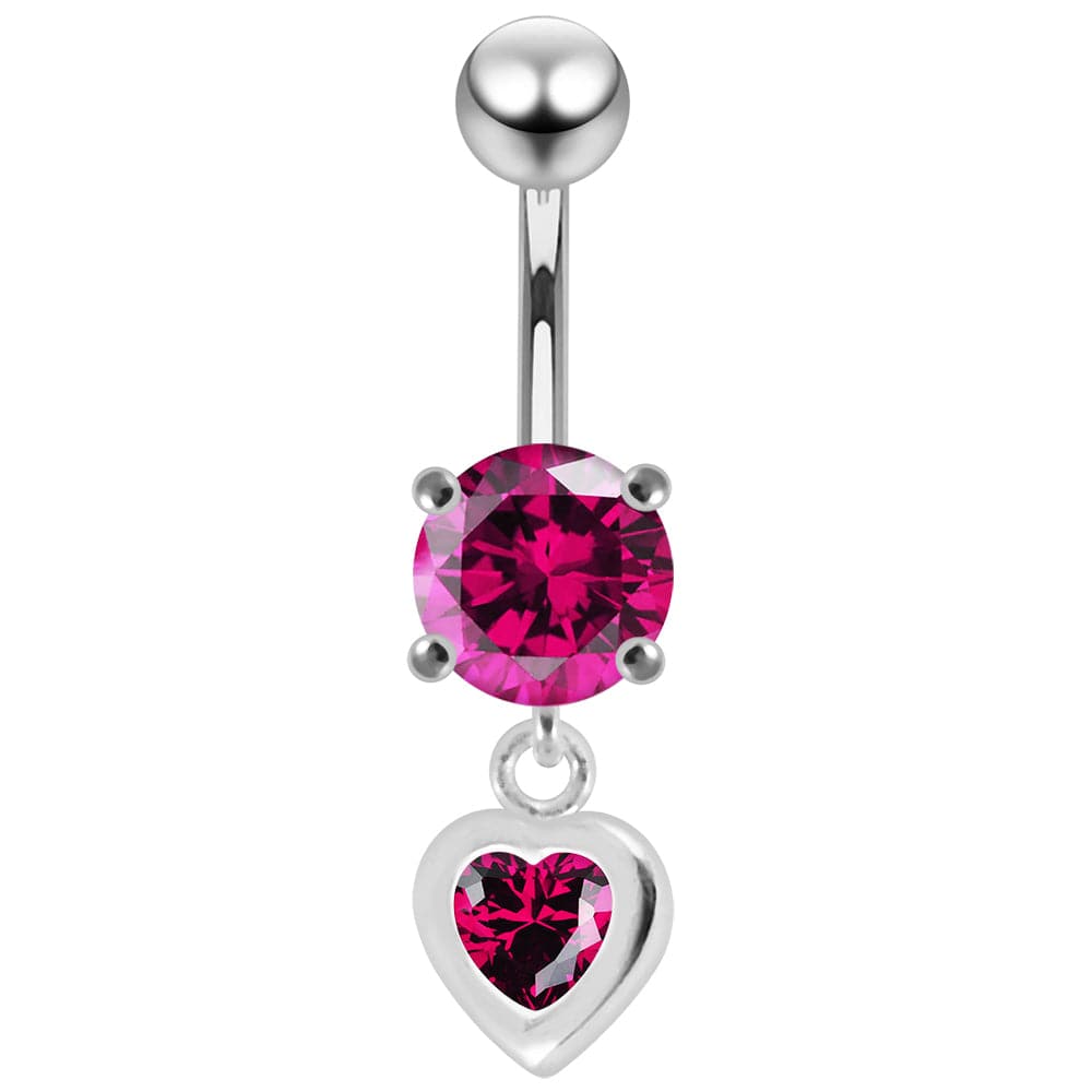 925 Sterling Silver Moving Jewelled Belly Ring - Monster Piercing