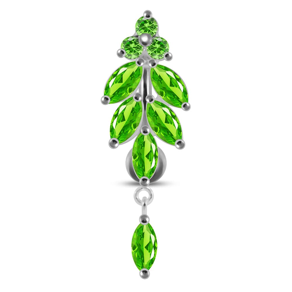 925 Sterling Silver Dangling Jewelled Navel Ring - Monster Piercing