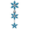 925 Sterling Silver Moving Jewelled Multi Flower Designed SS Curved Banana Bar Belly Ring