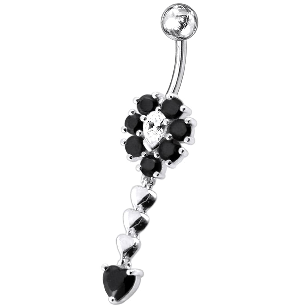 Fancy Flower Dangling Jewelled SS Belly Ring Body JewelryÃŠ - Monster Piercing
