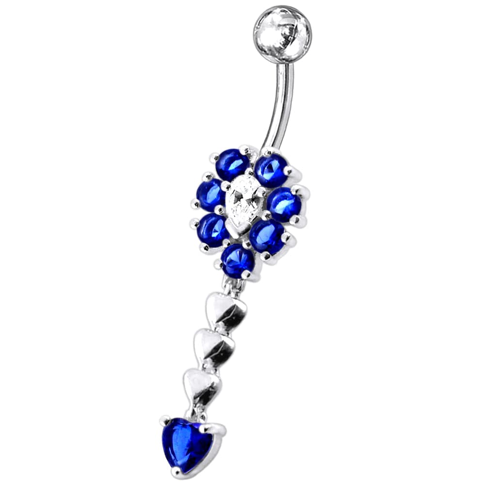 Fancy Flower Dangling Jewelled SS Belly Ring Body JewelryÃŠ - Monster Piercing