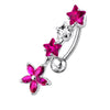 925 Sterling Silver Flower Dangling Jewelled Navel Banana