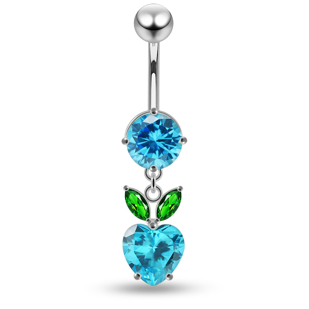 Jewelled Fashion Cherry Heart Navel Belly Piercing - Monster Piercing