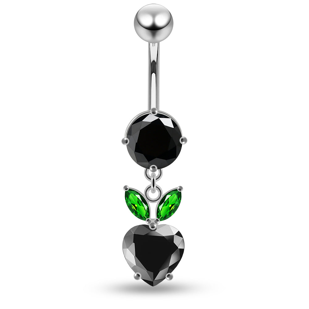 Jewelled Fashion Cherry Heart Navel Belly Piercing - Monster Piercing
