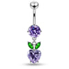 925 Sterling Silver Jewelled Fashion Cherry Heart Navel Belly Piercing