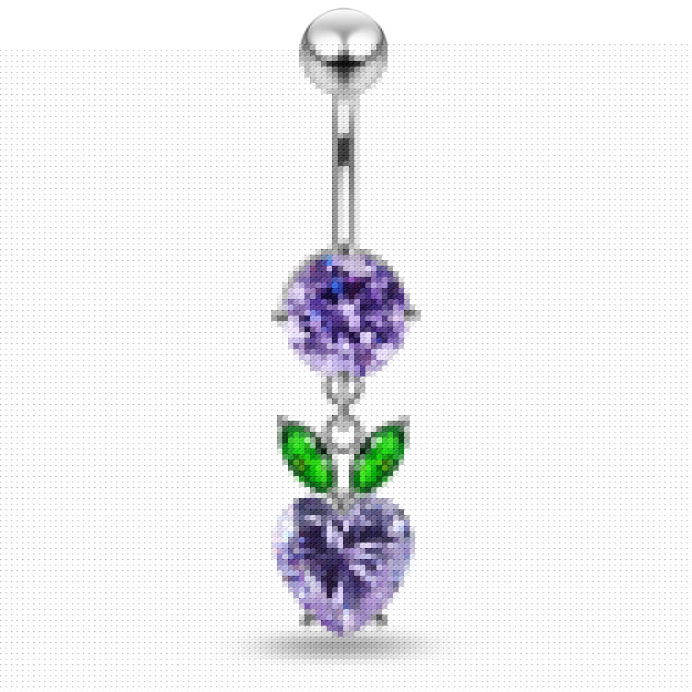 Jewelled Fashion Cherry Heart Navel Belly Piercing - Monster Piercing