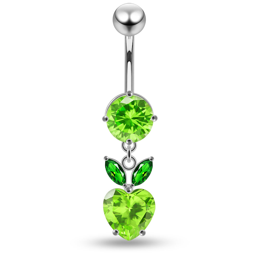 Jewelled Fashion Cherry Heart Navel Belly Piercing - Monster Piercing