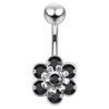 925 Sterling Silver Jewelled Flower Navel Belly Banana