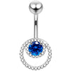 925 Sterling Silver CZ Jewelled Cutout Crescent Non Dangle Belly Button Ring