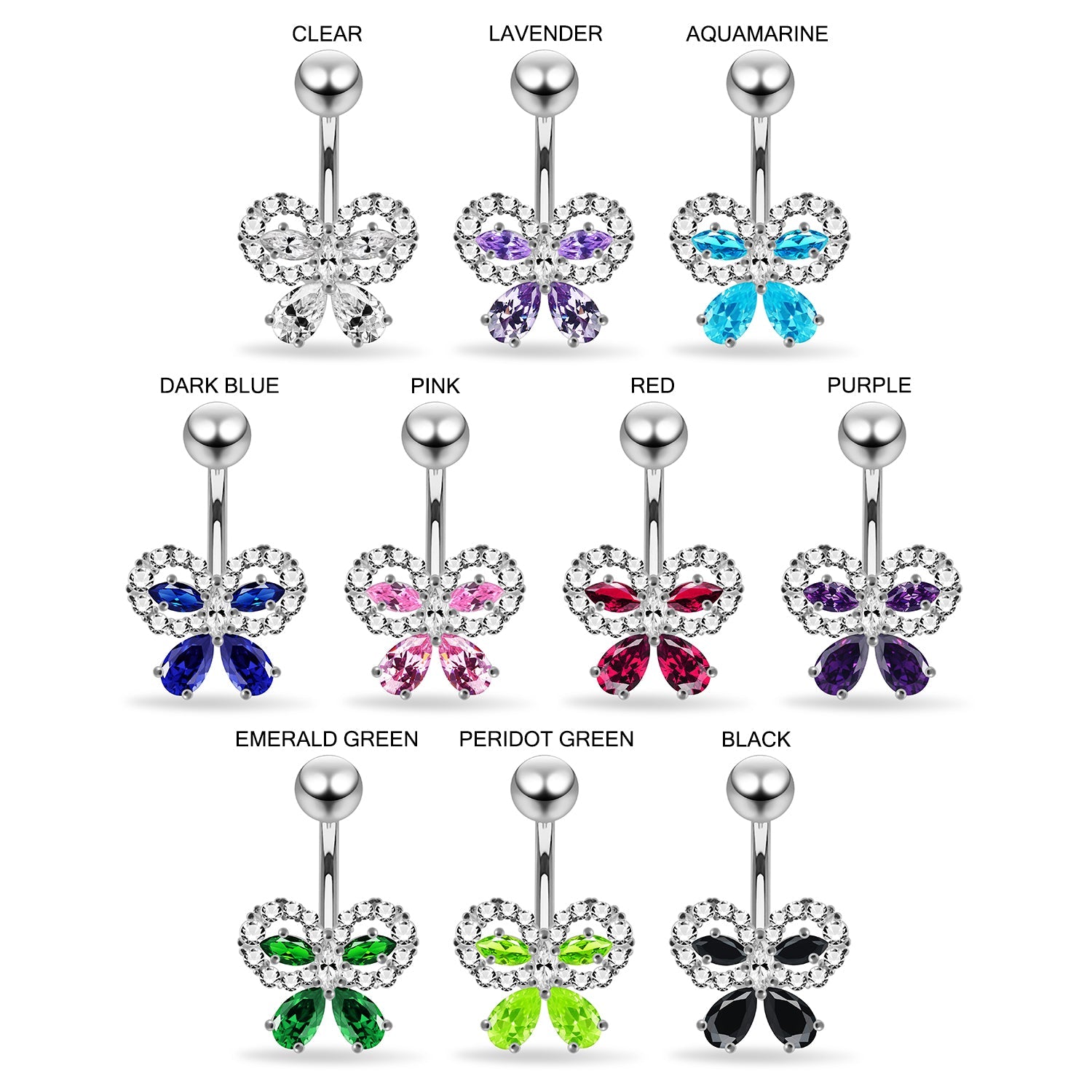 CZ Jewelled Elegant Bow Non Dangle Belly Button Ring - Monster Piercing