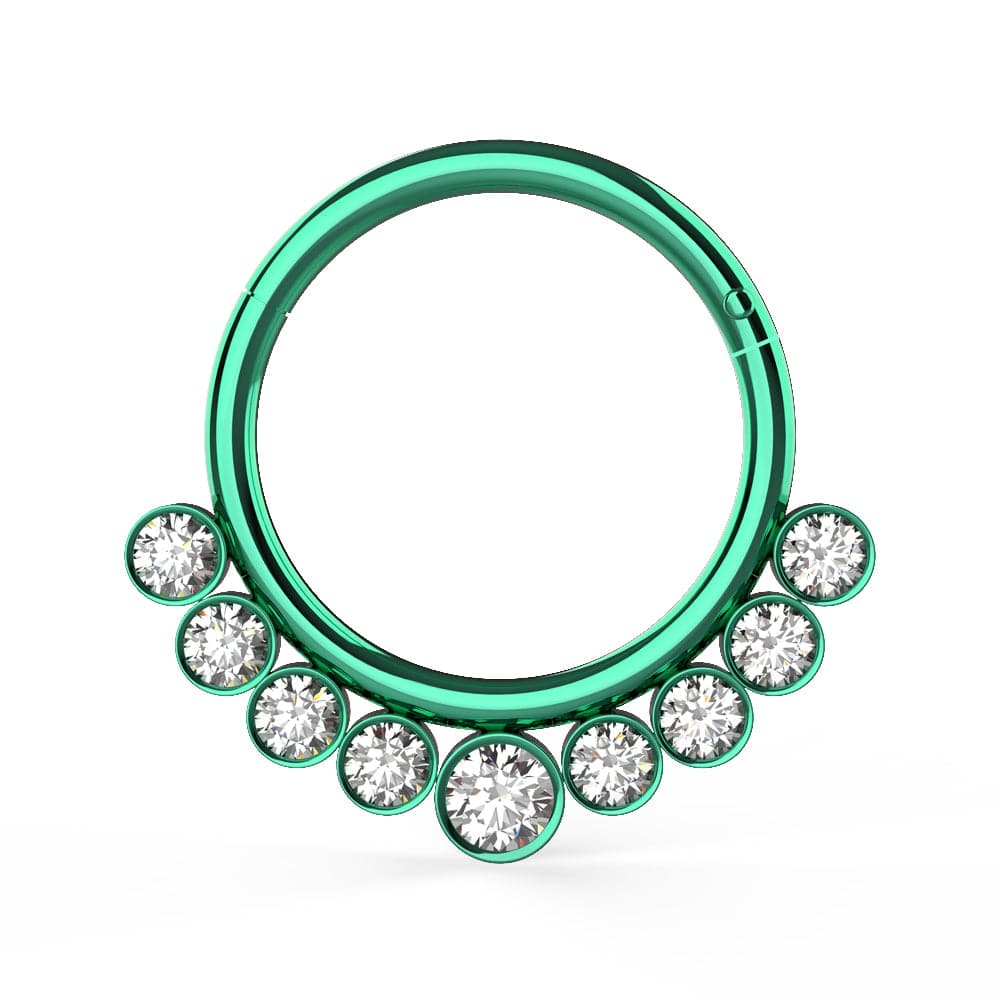 316L Surgical Steel and CZ Stones in Bezel Set Hinged Segment Ring - Monster Piercing