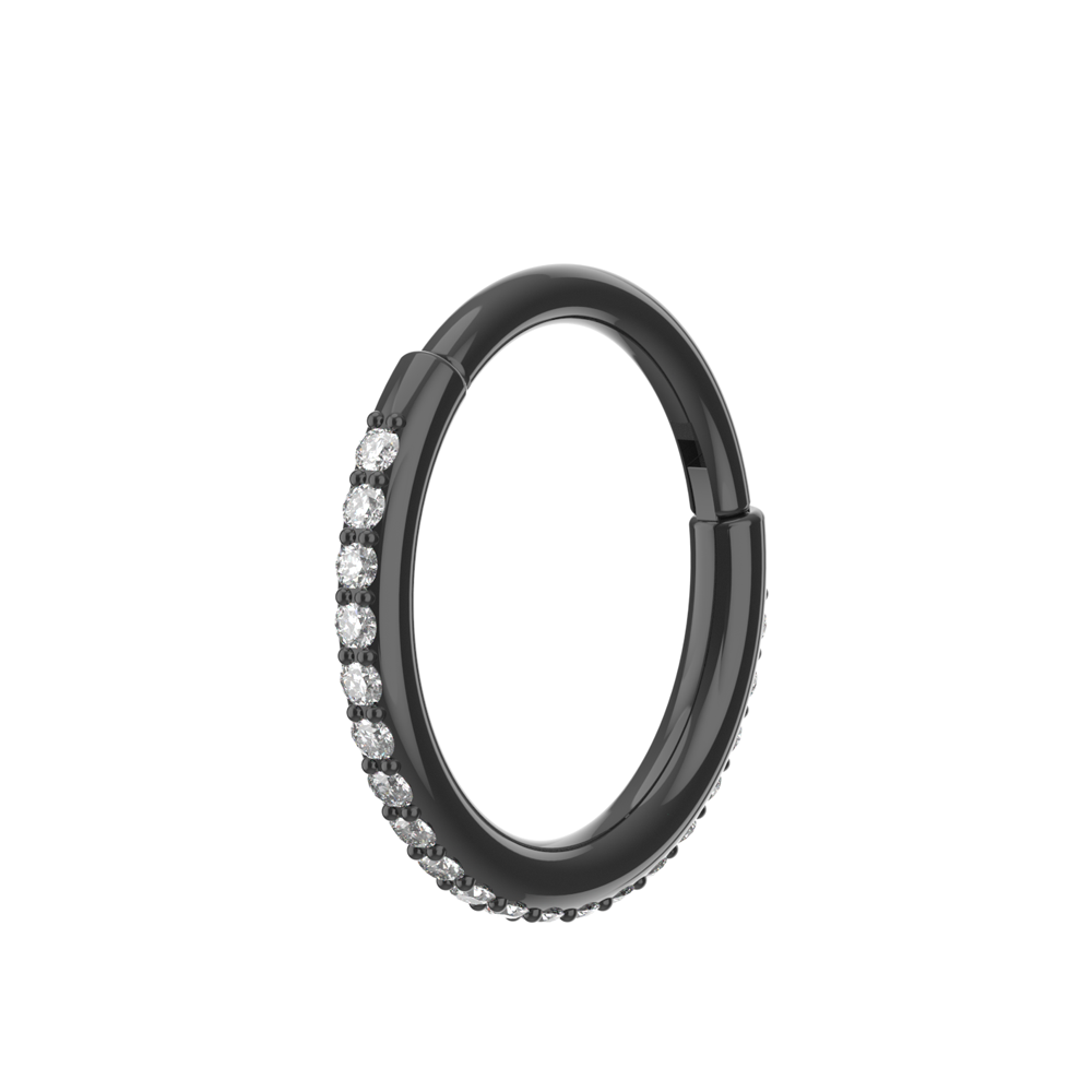 316L Surgical Steel and CZ Studded Hinged Segment Clicker Ring - Monster Piercing