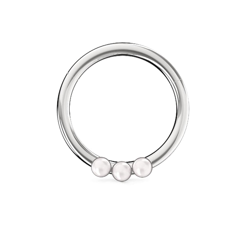 316L Surgical Steel Triple Pearl Studded Segment Clicker Ring - Monster Piercing