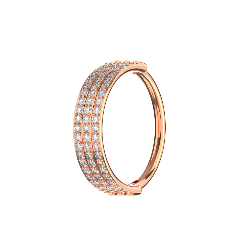 316L Surgical Steel Triple Rows Crystal Surgical Steel Hinged Clicker Segment Ring - Monster Piercing