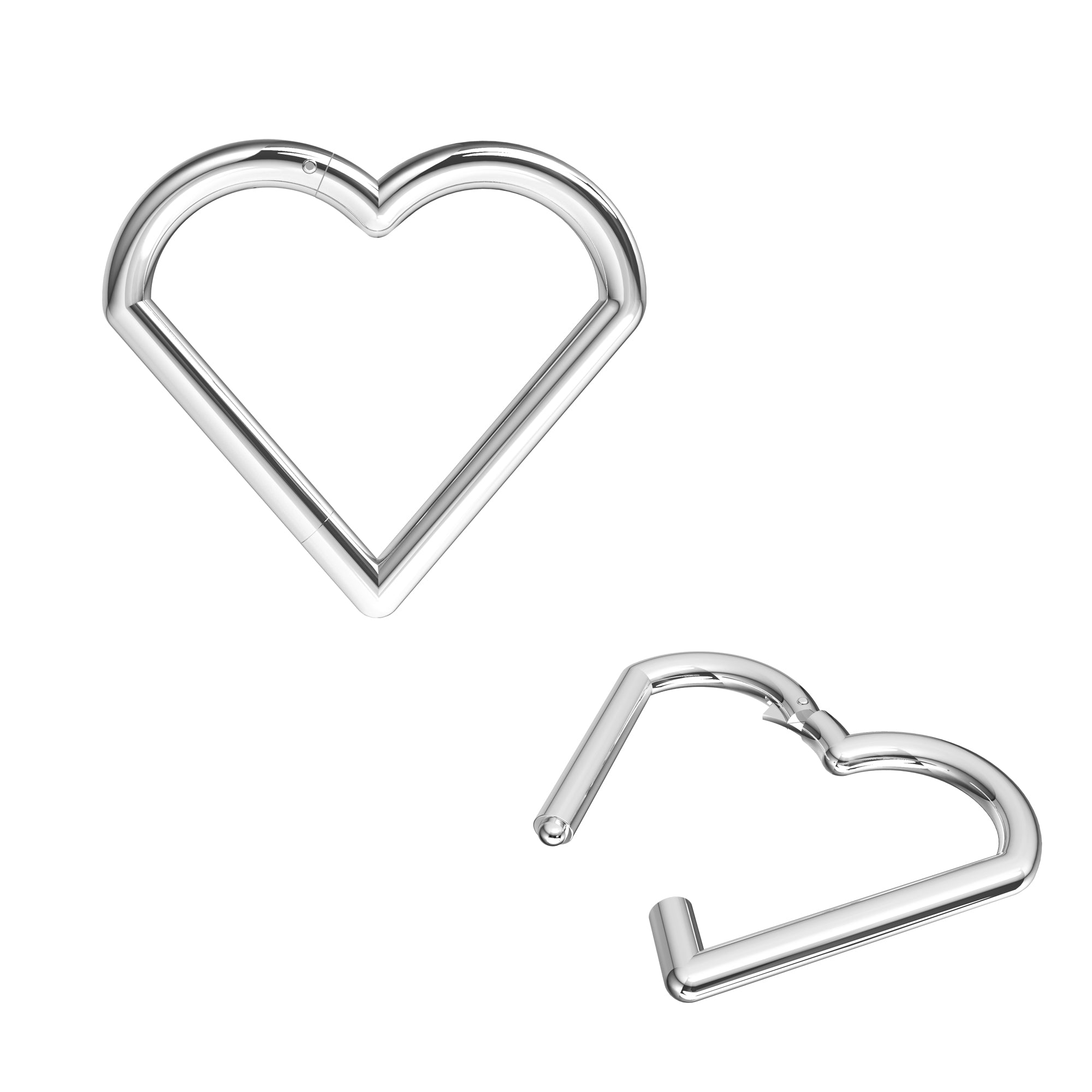 316L Surgical Steel Heart Hinged Segment Clicker Ring - Monster Piercing
