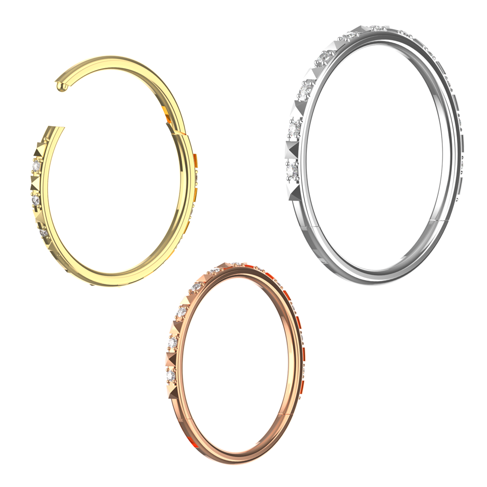 316L Surgical Steel CZ Jewelled Hinged Septum Clicker Ring - Monster Piercing