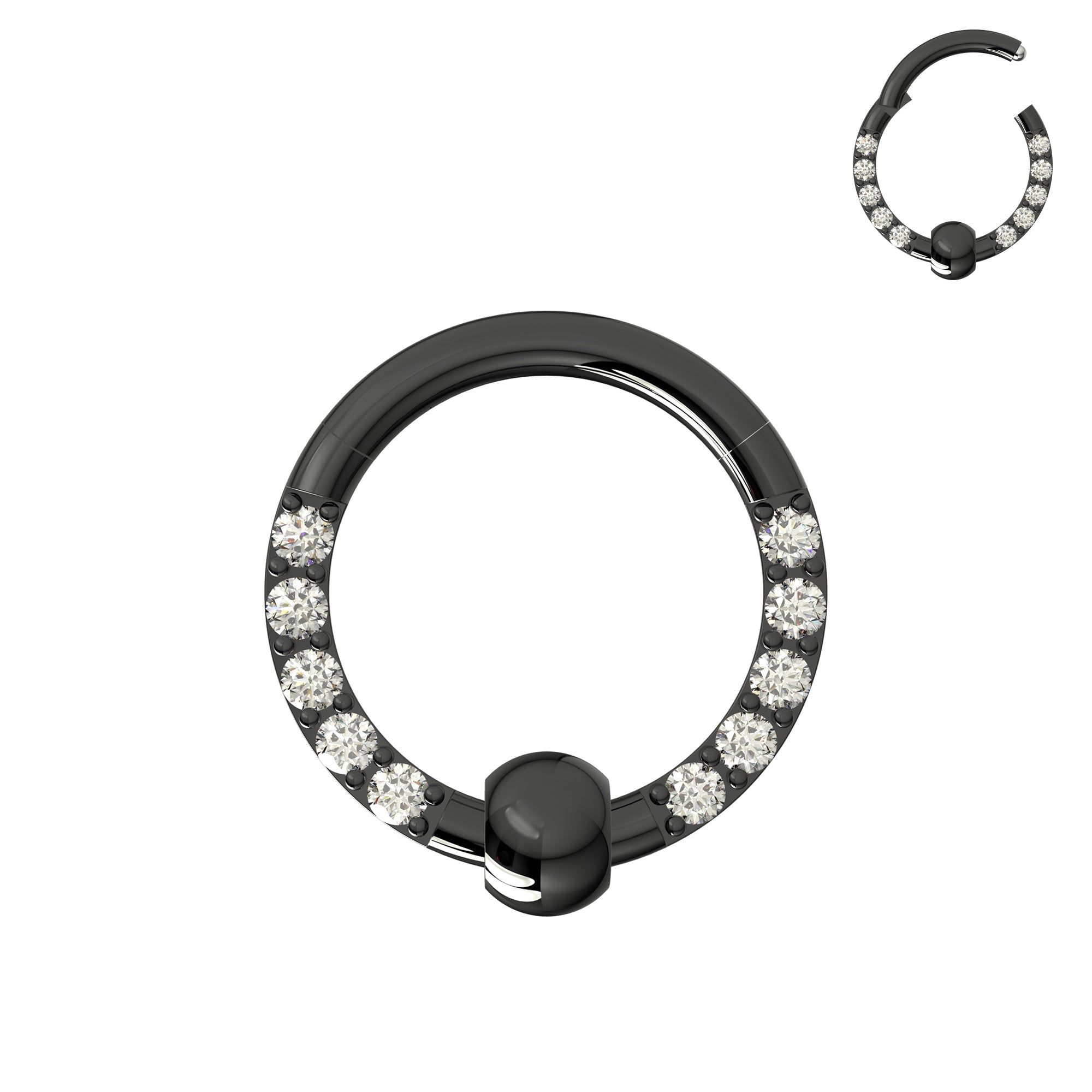 316L Surgical Steel Multi CZ Jewelled BCR Style Segment Clicker Ring - Monster Piercing