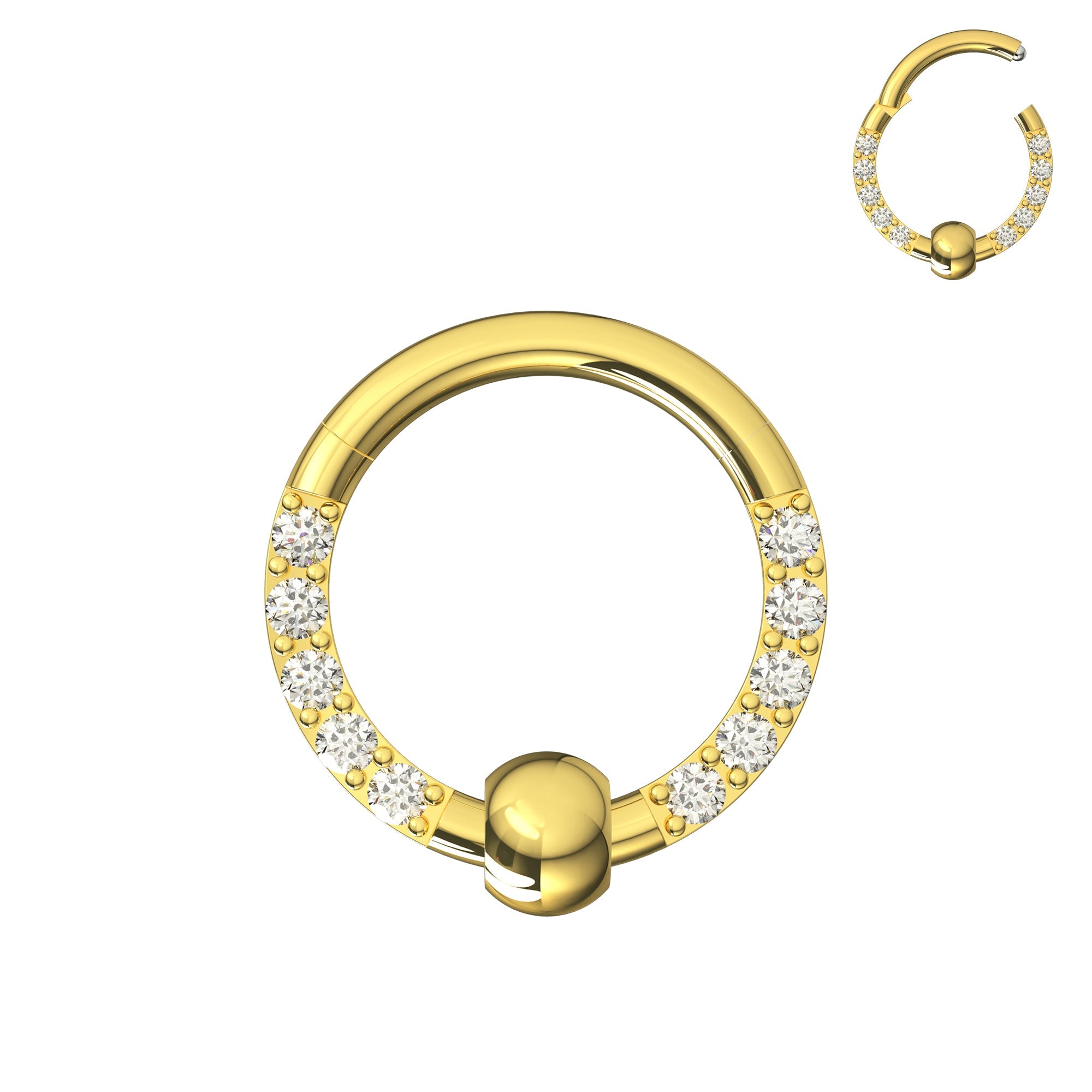 316L Surgical Steel Multi CZ Jewelled BCR Style Segment Clicker Ring - Monster Piercing