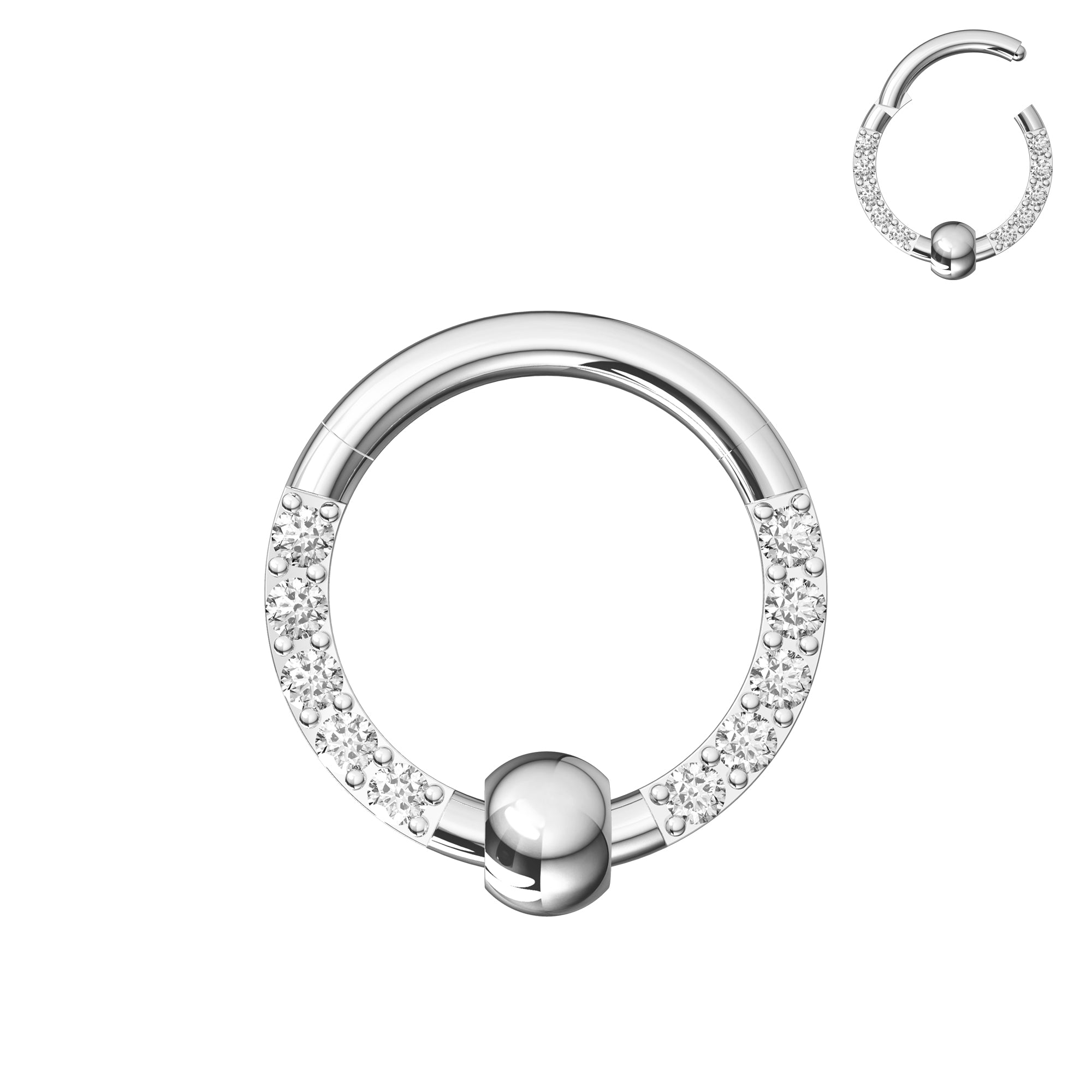 316L Surgical Steel Multi CZ Jewelled BCR Style Segment Clicker Ring - Monster Piercing