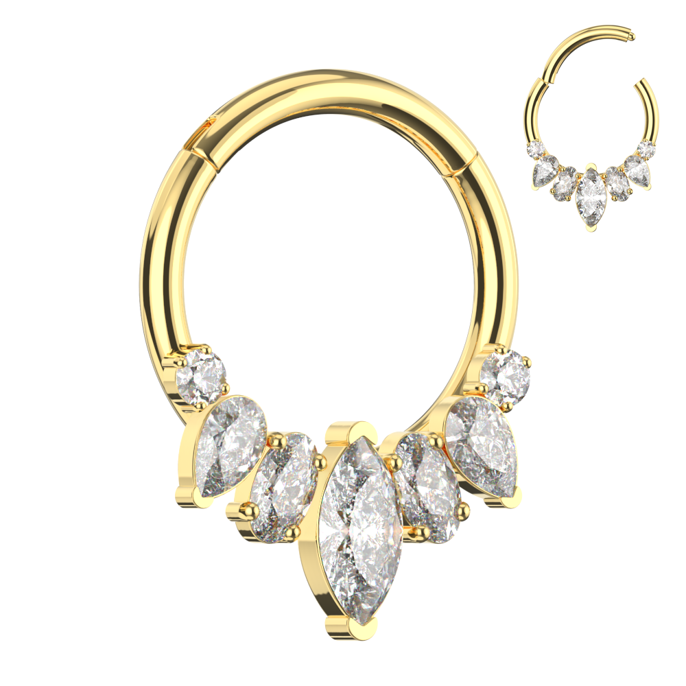 316L Surgical Steel CZ adorned pave segment clicker - Monster Piercing