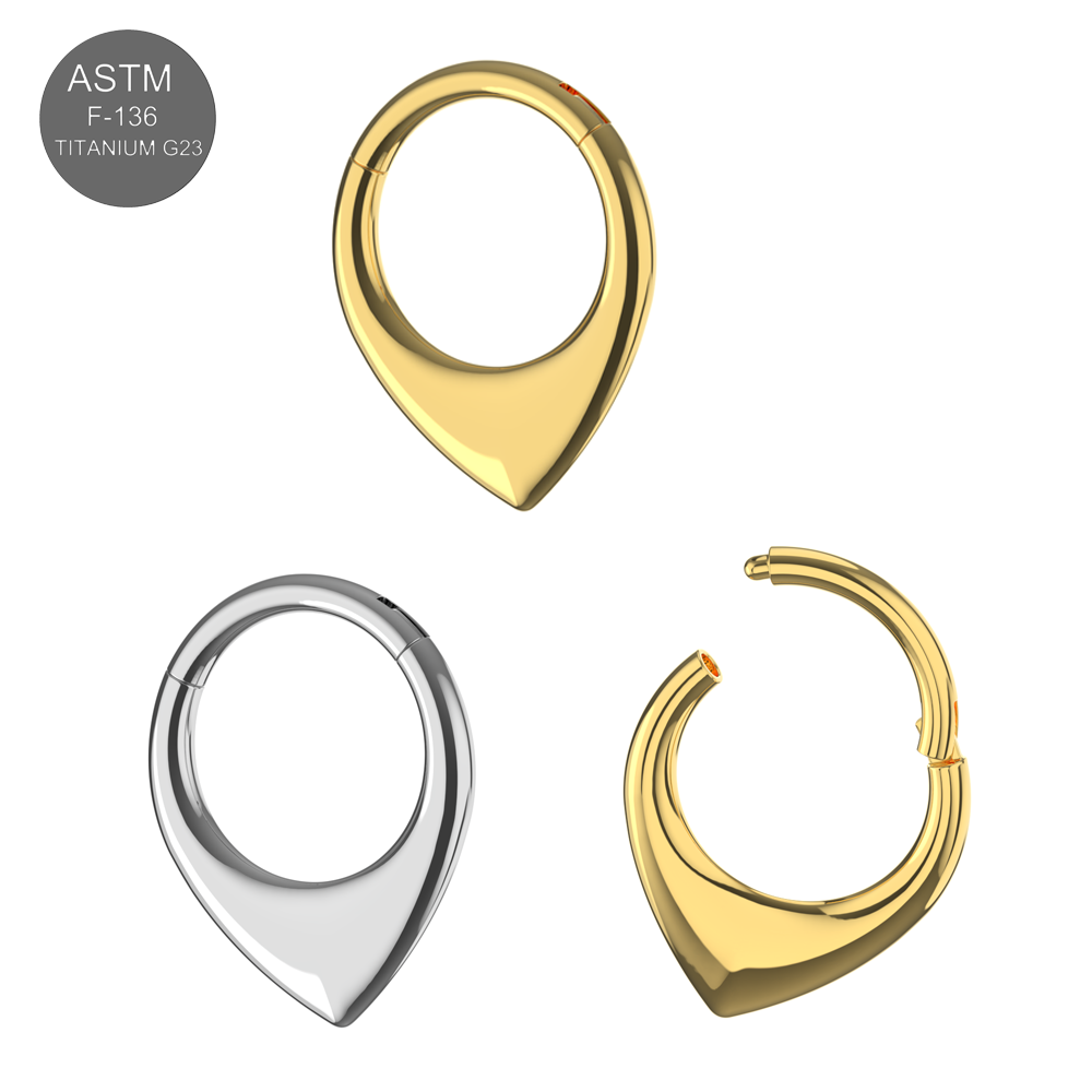 G23 Titanium Teardrop Flat Hinged Segment Clicker Ring - Monster Piercing