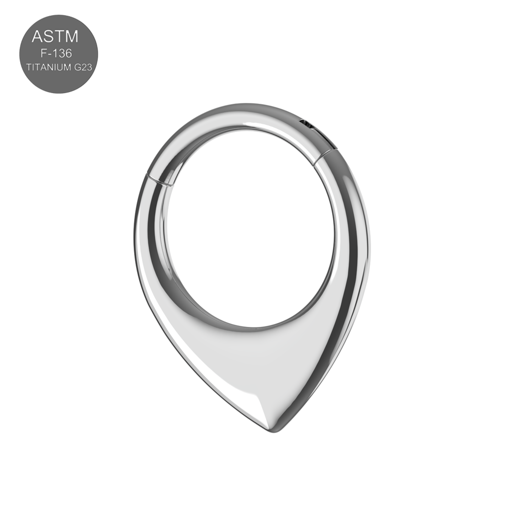 G23 Titanium Teardrop Flat Hinged Segment Clicker Ring - Monster Piercing