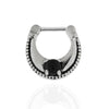 316L Surgical Steel Plain Dotted with Black Stone Jewelled Septum Clicker Ring