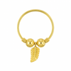 14K Gold Bead & Leaf Charm Nose Hoop Ring