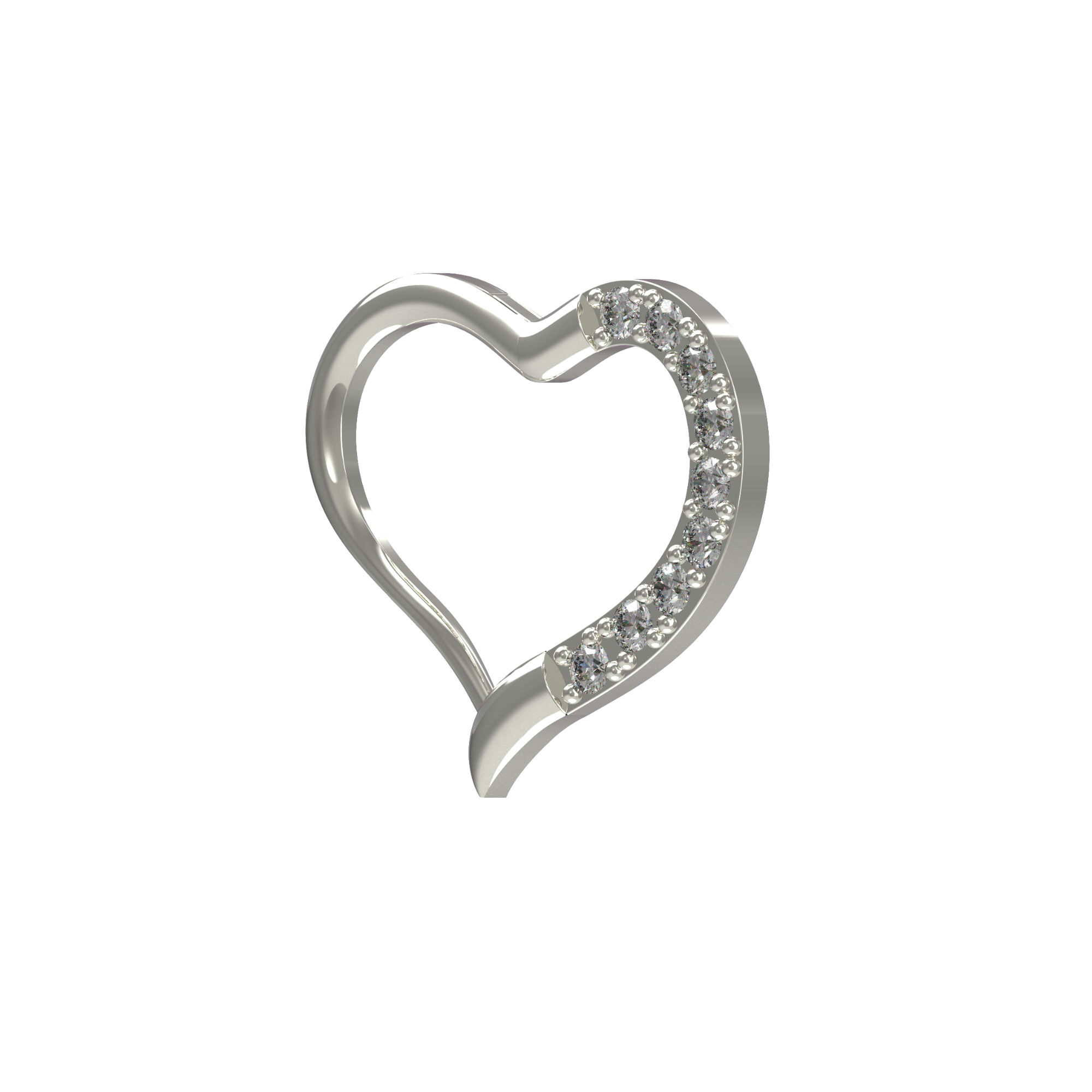 316L Surgical Steel Jewelled Heart Single Closure Clicker - Monster Piercing