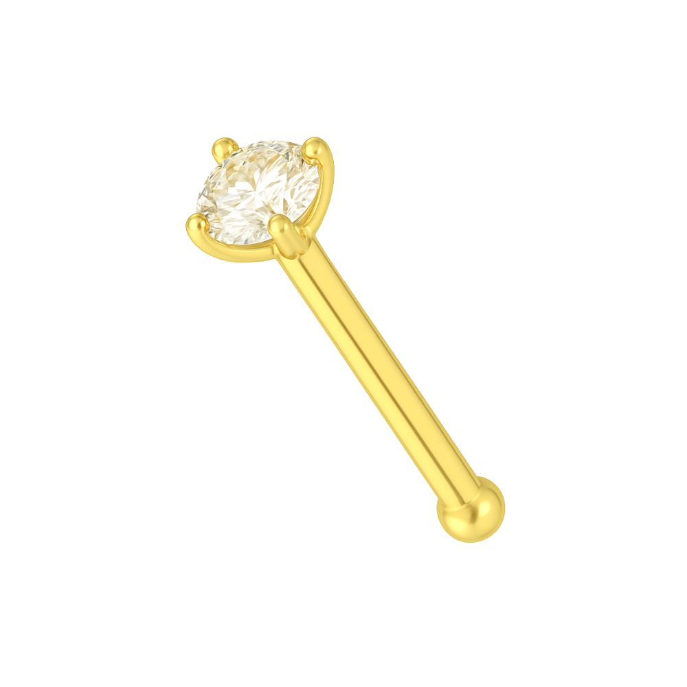9K Gold CZ Prong Setting Nose Stud - Monster Piercing