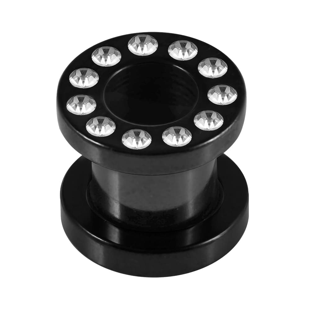 Blackline Screw Fit Jeweled Flesh Tunnel - Monster Piercing