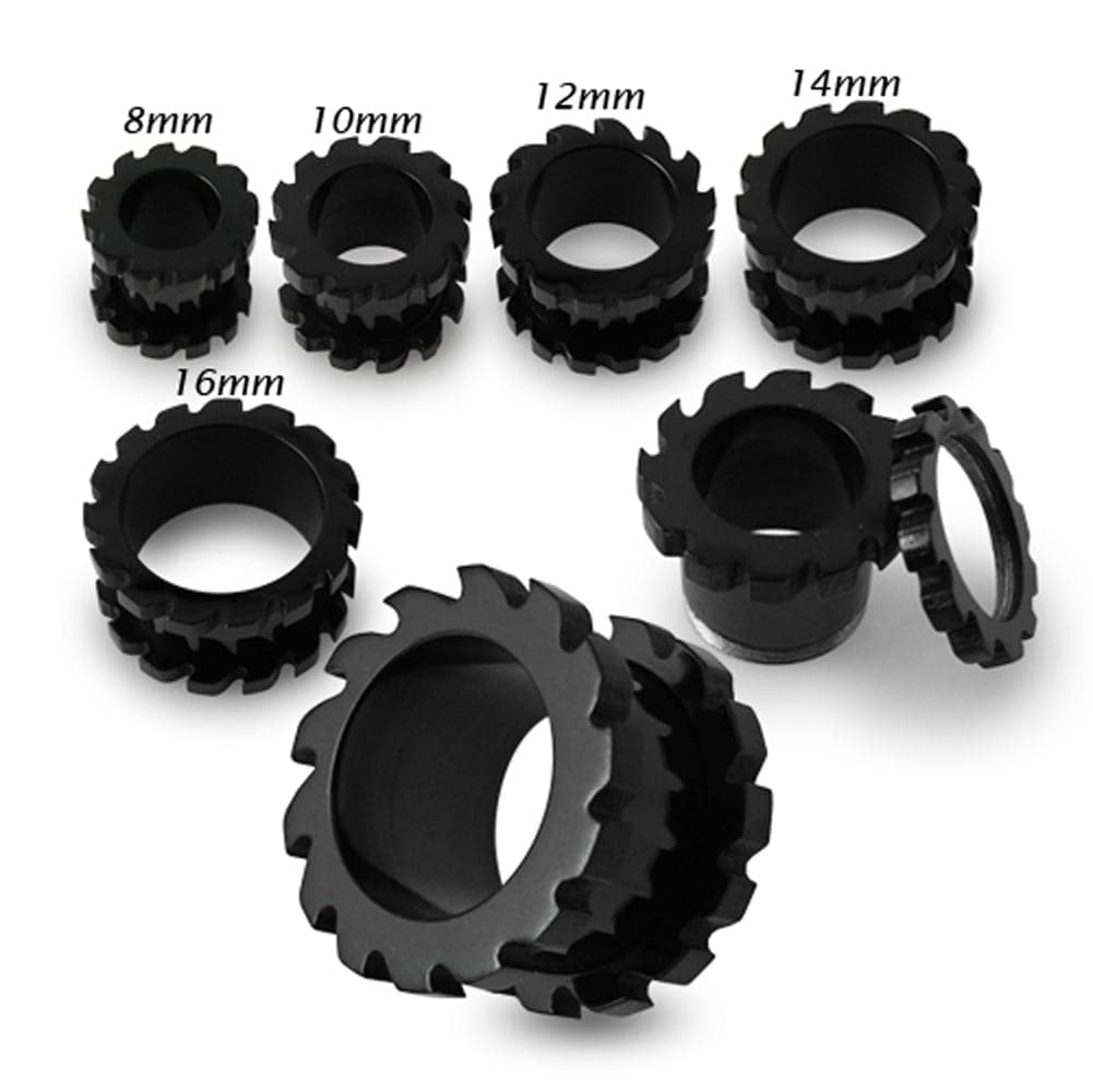 Anodised Saw Blade Screw Fit Flesh Tunnel - Monster Piercing