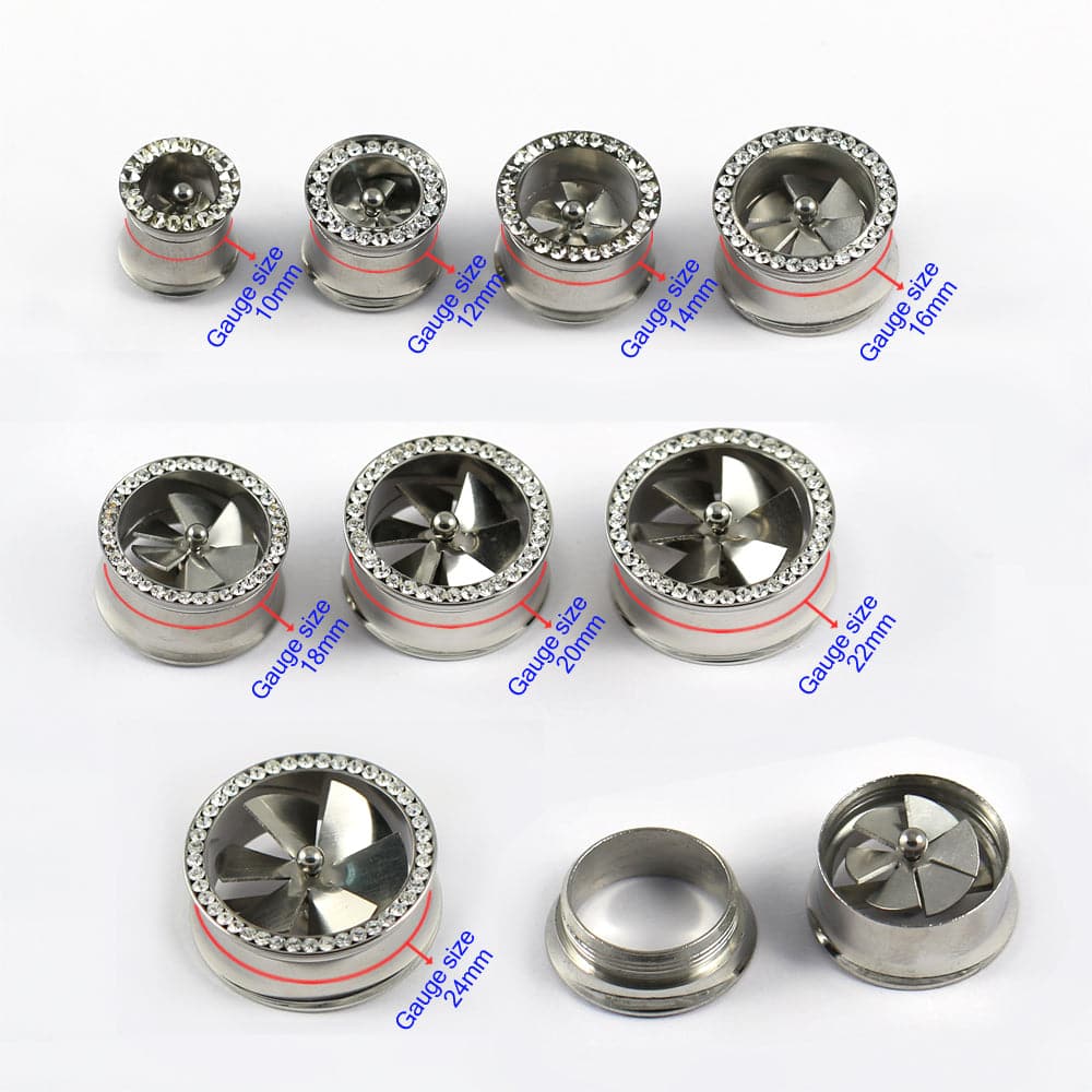 316L Surgical Steel Jewelled Fan Internally Threaded Tunnel - Monster Piercing