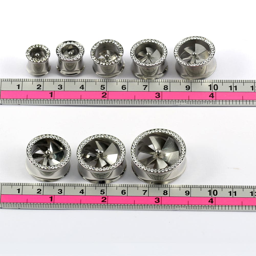 316L Surgical Steel Jewelled Fan Internally Threaded Tunnel - Monster Piercing