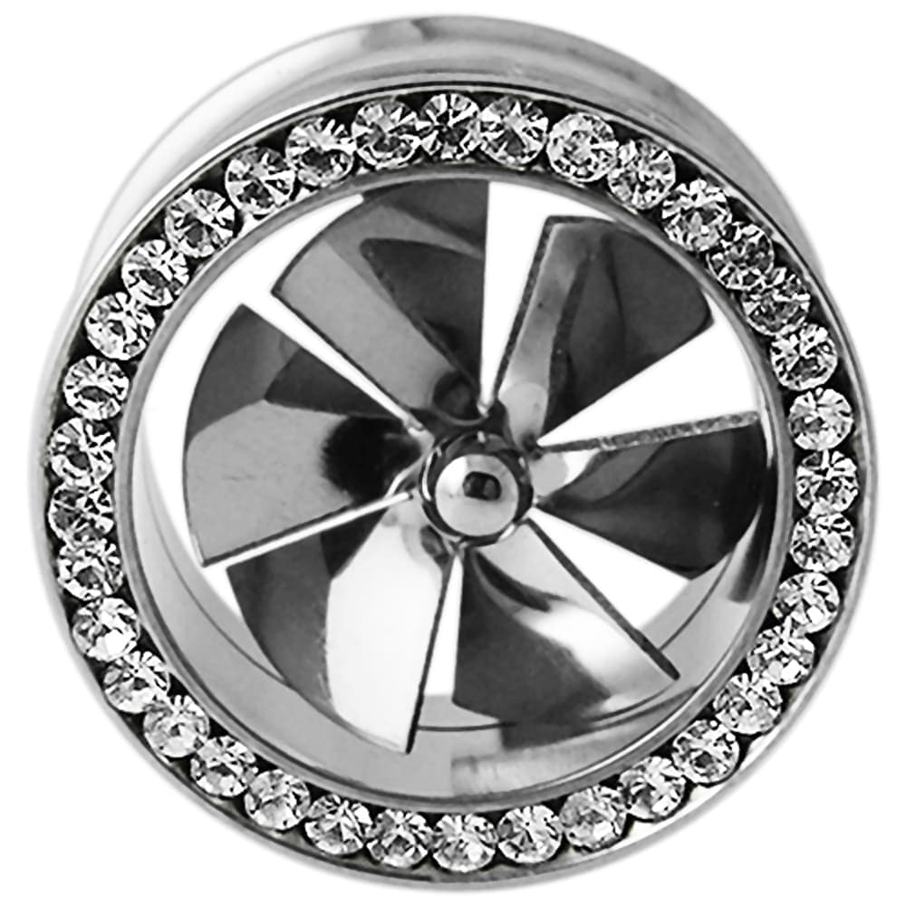 316L Surgical Steel Jewelled Fan Internally Threaded Tunnel - Monster Piercing