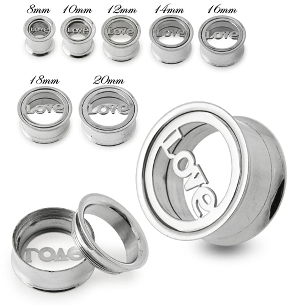 Love Plate Screw Fit Flesh Tunnel - Monster Piercing