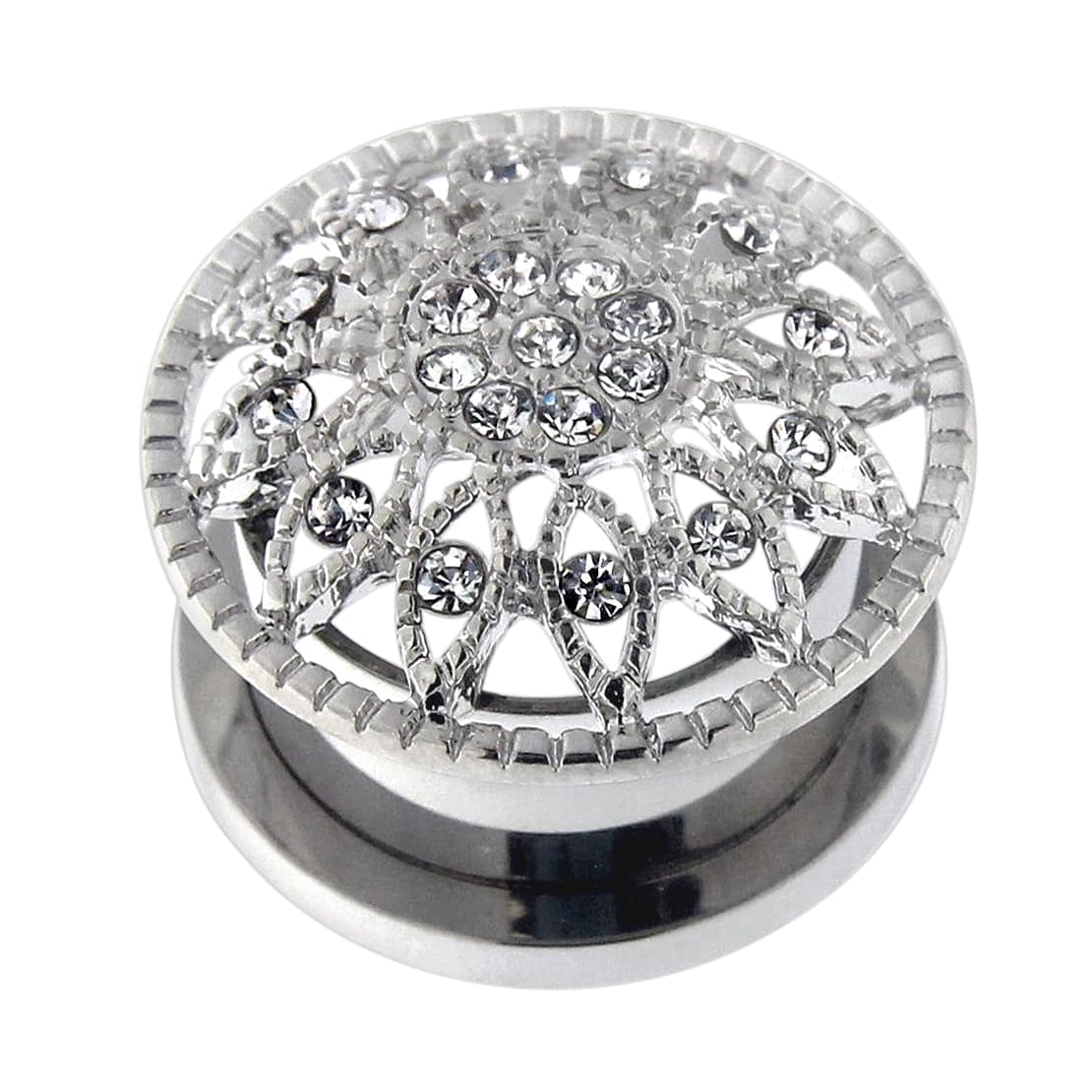 Surgical Steel Micro Jewelled Ear Flesh Tunnel - Monster Piercing