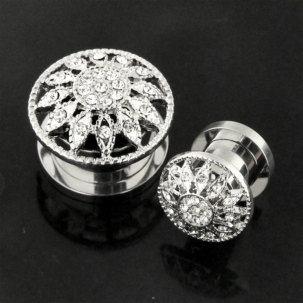 Surgical Steel Micro Jewelled Ear Flesh Tunnel - Monster Piercing
