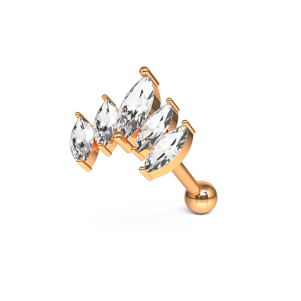 316L Surgical Steel Jewelled Crown Cartilage Ear Stud - Monster Piercing