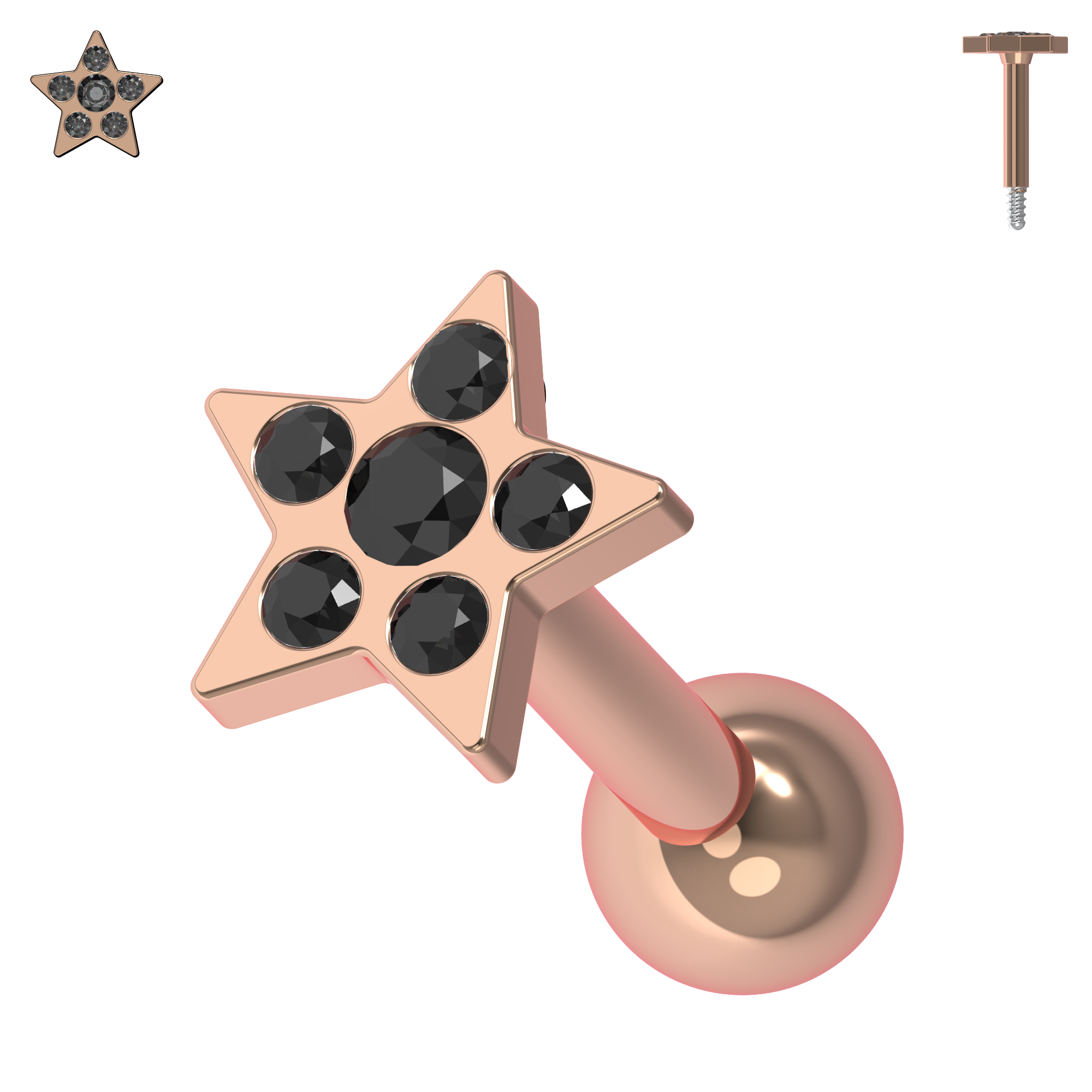 925 Sterling Silver Jewelled Flower Cartilage Helix Tragus Piercing Ear Stud - Monster Piercing