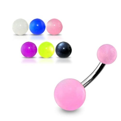 316L Surgical Steel Belly Banana with Plain Colour UV Balls (Pack of 10) - Monster Piercing