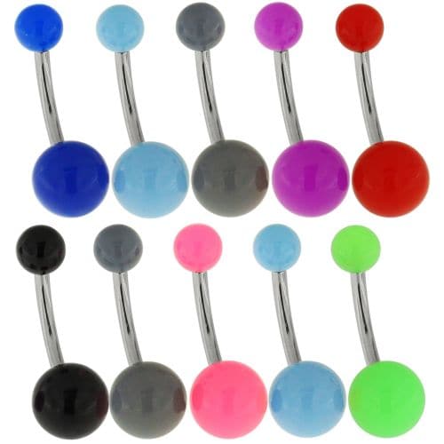 316L Surgical Steel Belly Banana with Traditional UV Balls (Pack of 10) - Monster Piercing
